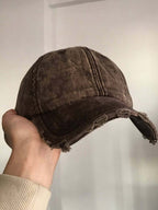 Washed Distressed Frayed Brim Baseball Cap