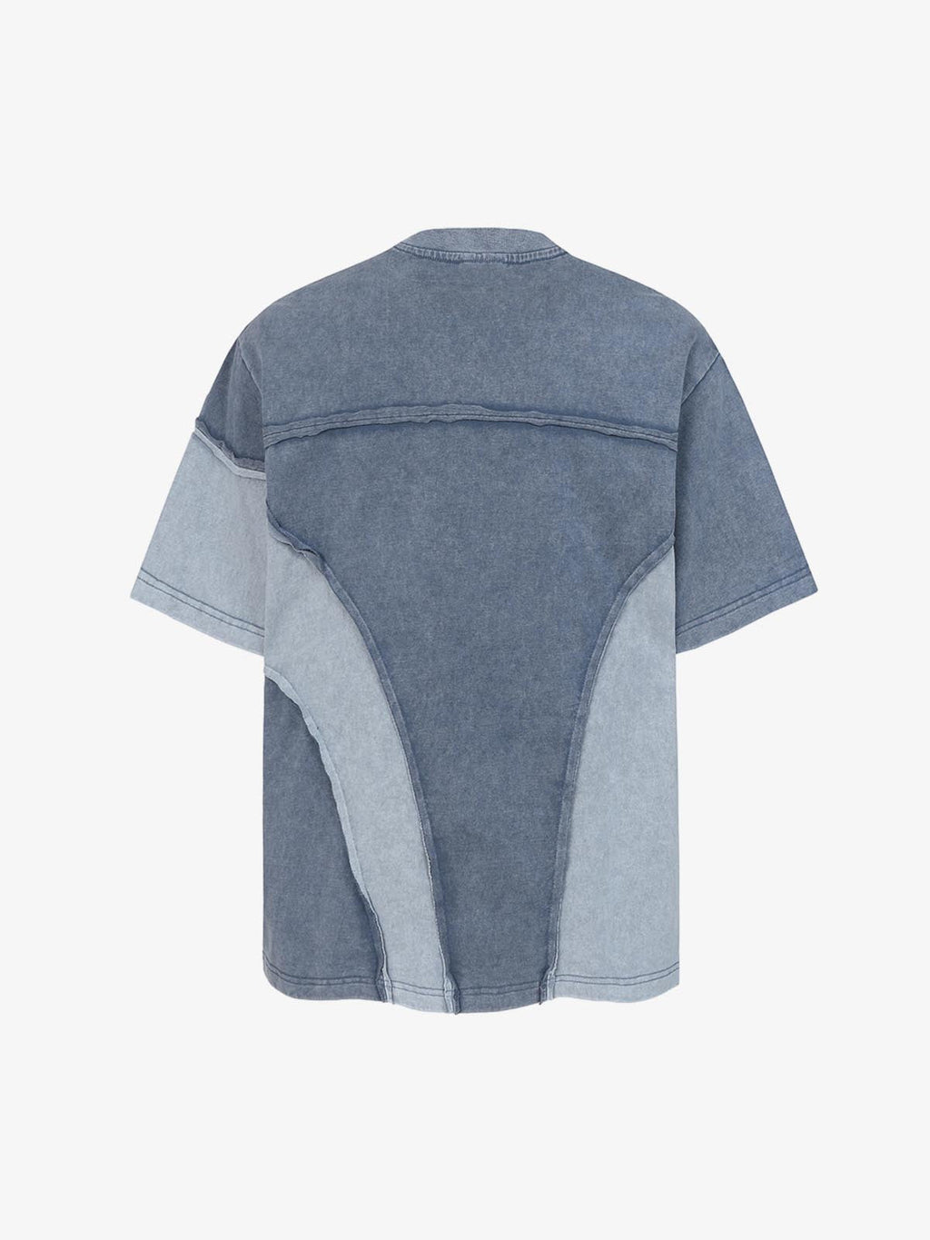 Washed Asymmetric Raw Edge Panel Knit T-Shirt