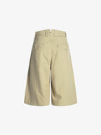 Cotton Pleated Wide Leg Jorts