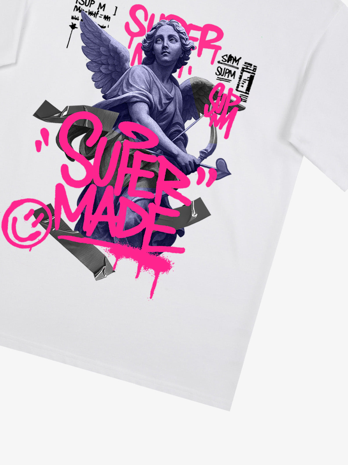 Street Pink Lucky Angel Graphic Design T-Shirt