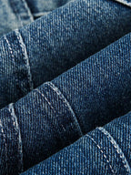 Deconstructed Pleated Ripped Blade Cut Jeans