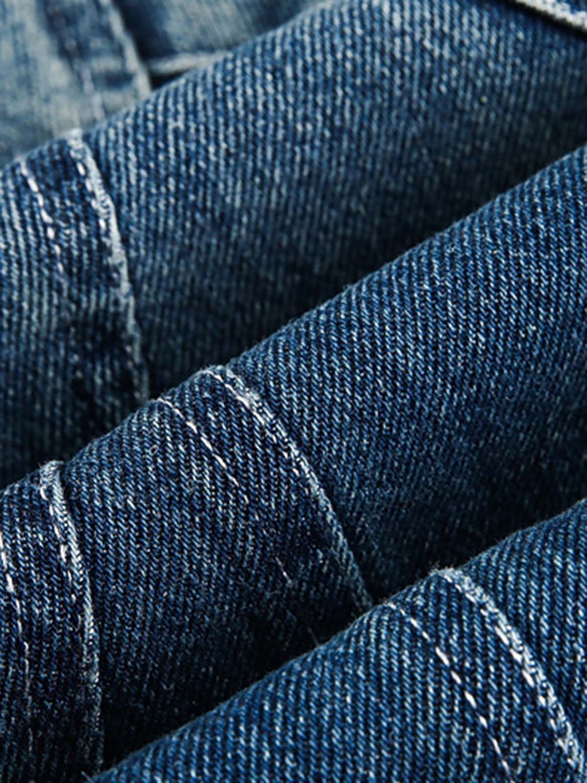 Deconstructed Pleated Ripped Blade Cut Jeans
