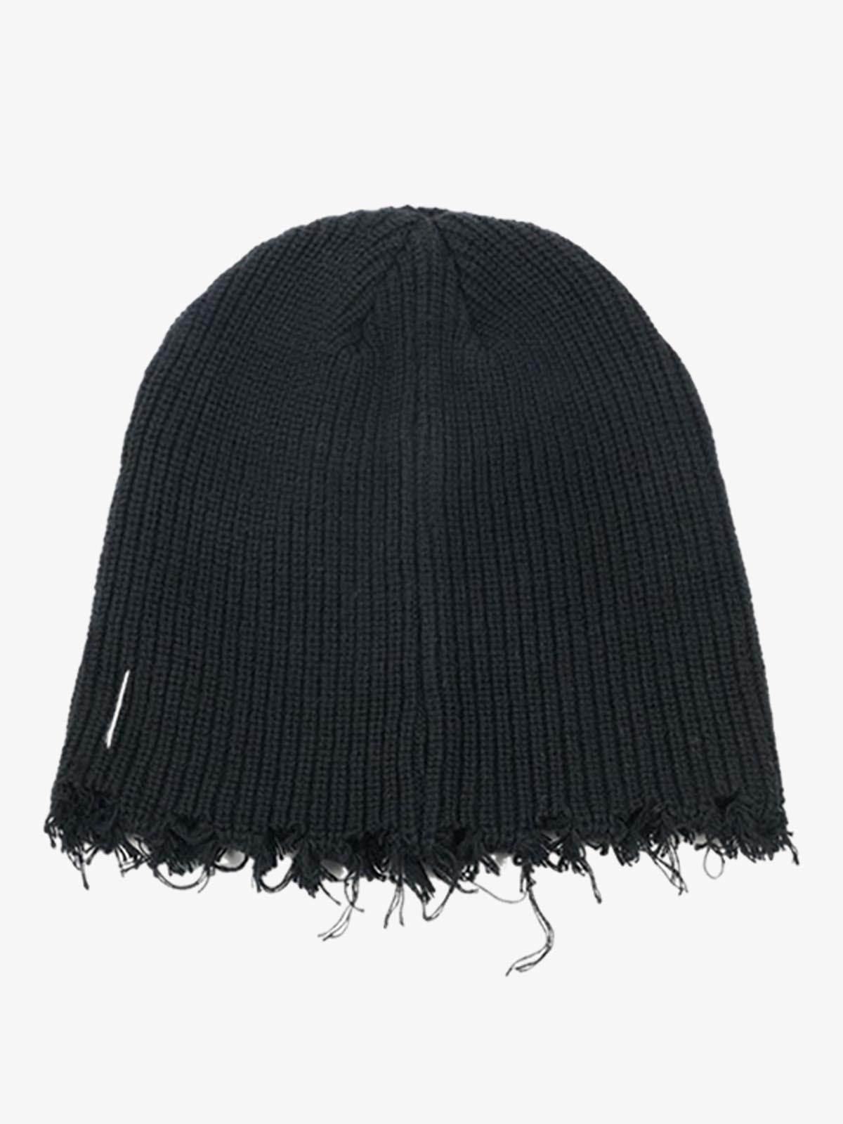 Distressed Denim Patchwork Beanie