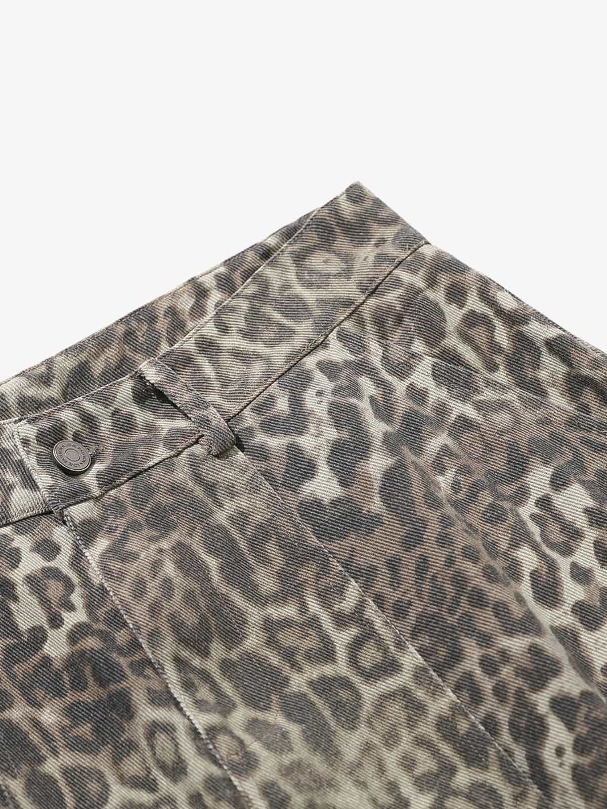 Vintage Leopard Print Cargo Barrel Pants