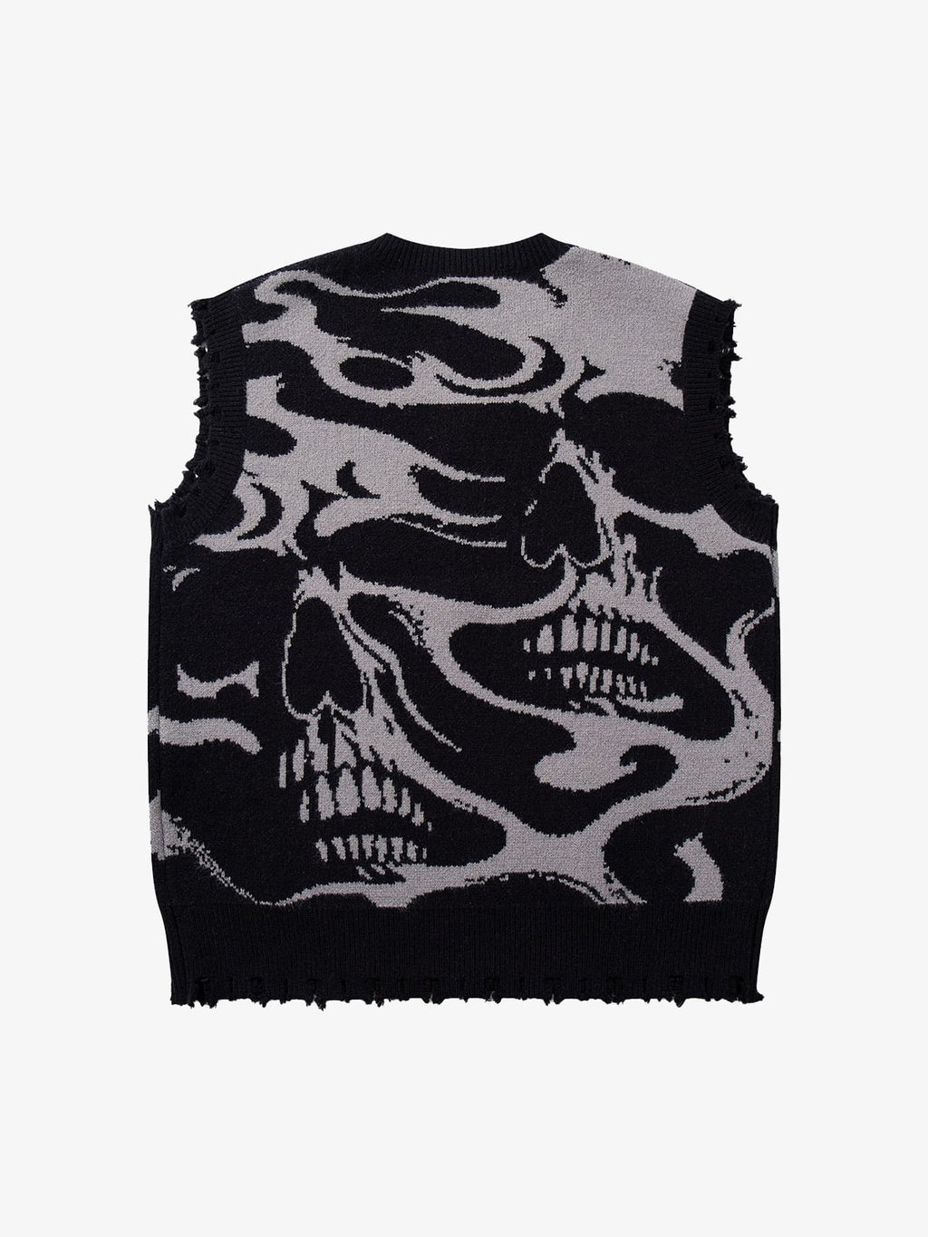 High Street Dark Skull Frayed-edge V-neck Sweater Vest