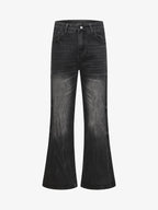 Retro Washed Faded Flared Jeans
