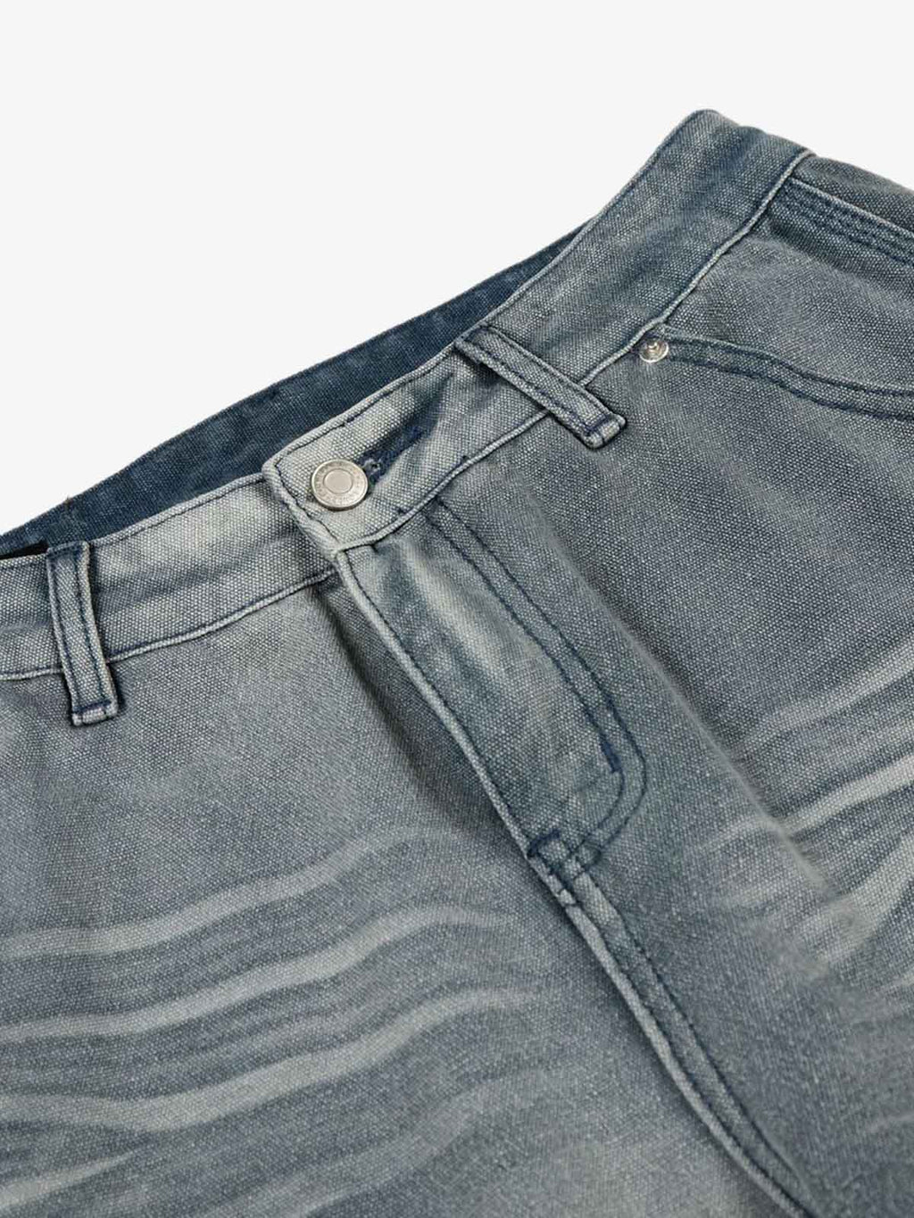Vintage Washed Ruched Detail Utility Jeans
