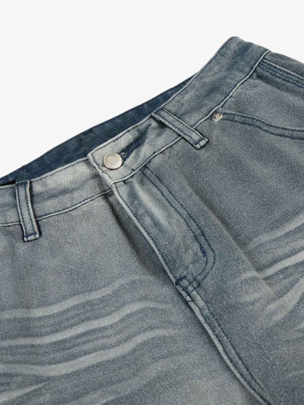Vintage Washed Ruched Detail Utility Jeans