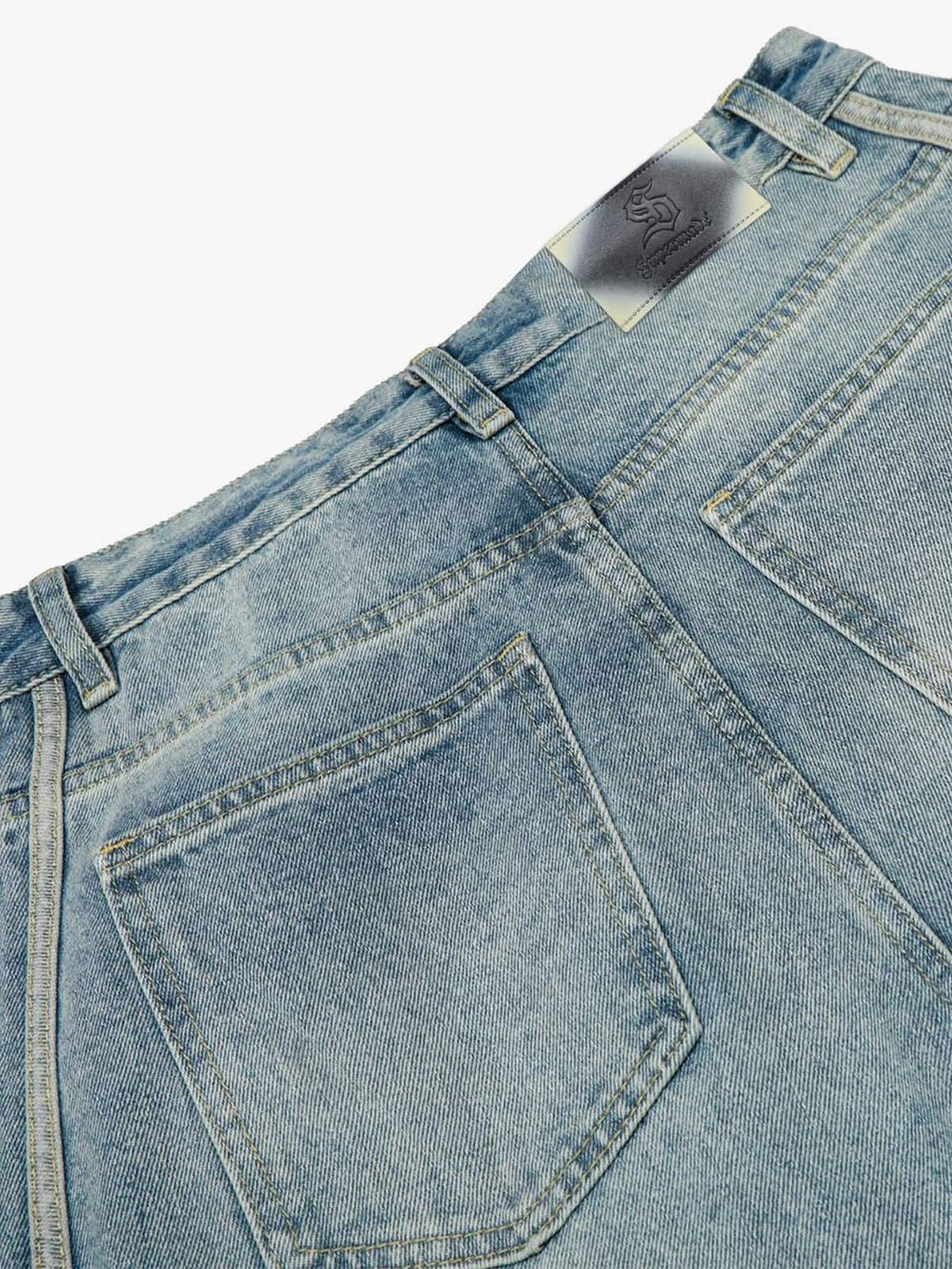 Retro Washed Side Striped Barrel Denim Jeans