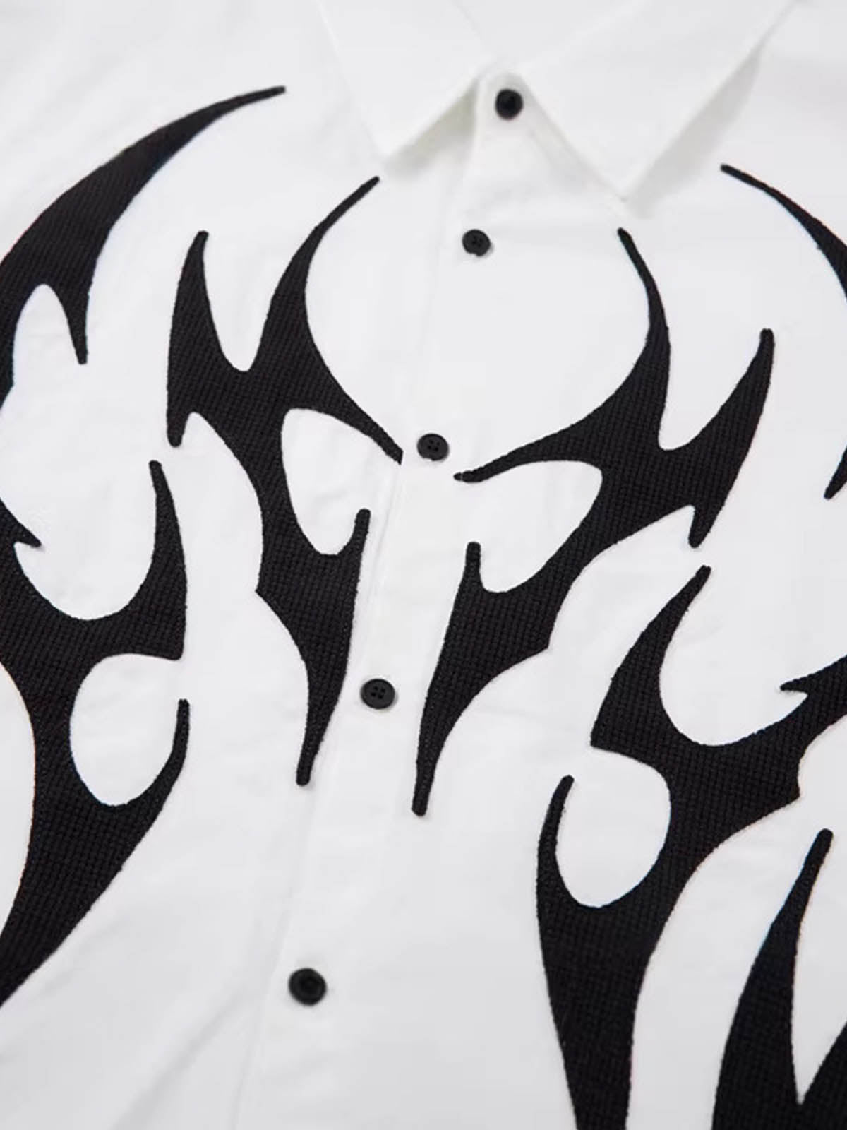 Tribal Flame Layered Cotton Linen Shirt