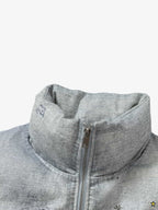 Street Illusion Denim Print Stand Collar Padded Cotton Jacket