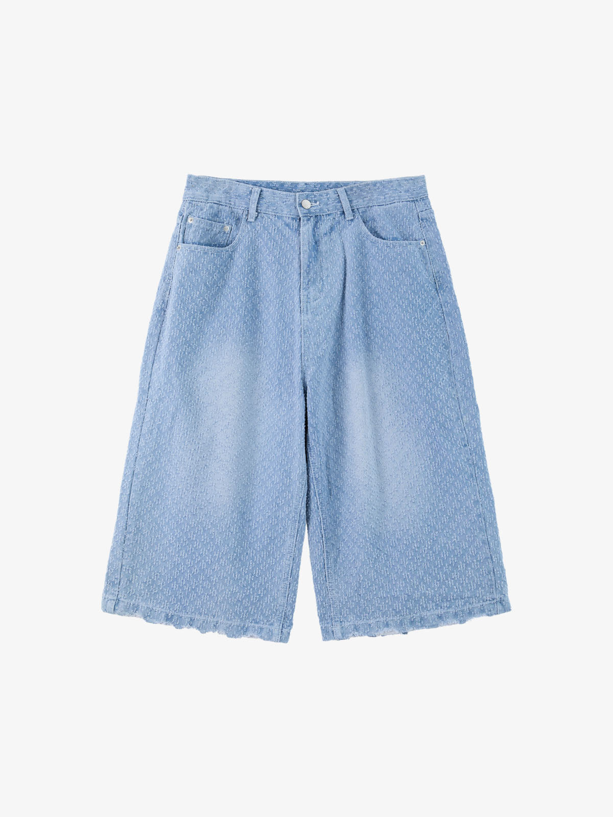 Vintage Distressed Textured Ripped Wide Leg Denim Jorts