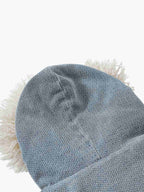 Washed Embroidered Fur-Lined Denim Bomber Jacket