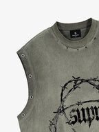 Barbed Wire Chain Graphic Sleeveless Vest