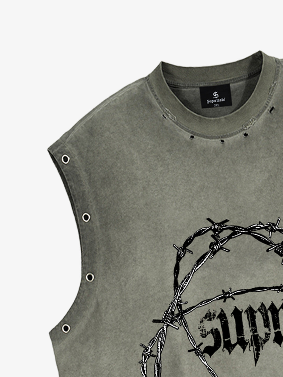 Barbed Wire Chain Graphic Sleeveless Vest