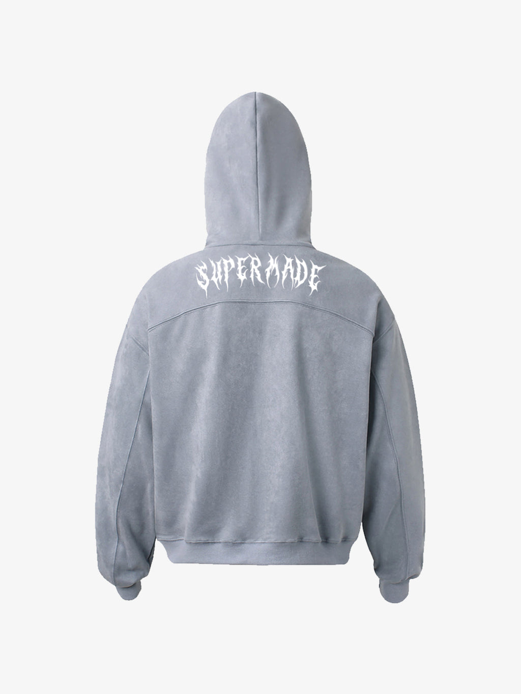 Vintage Suede Letter Embroidered Cropped Zip Up Hoodie