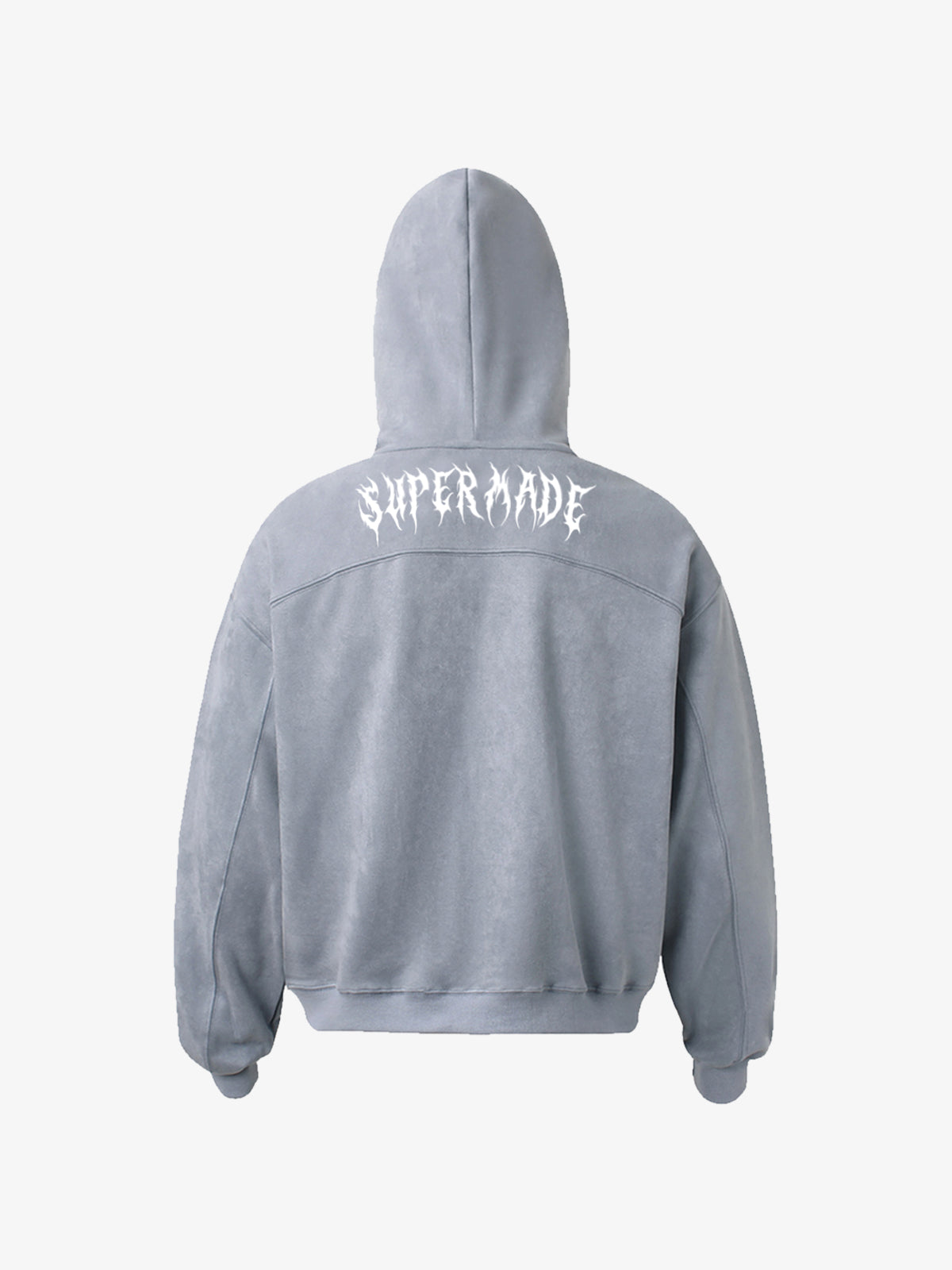 Vintage Suede Letter Embroidered Cropped Zip Up Hoodie