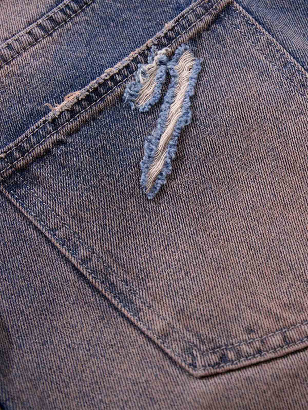 Slash Distressed Washed Denim Jeans