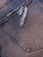 Slash Distressed Washed Denim Jeans