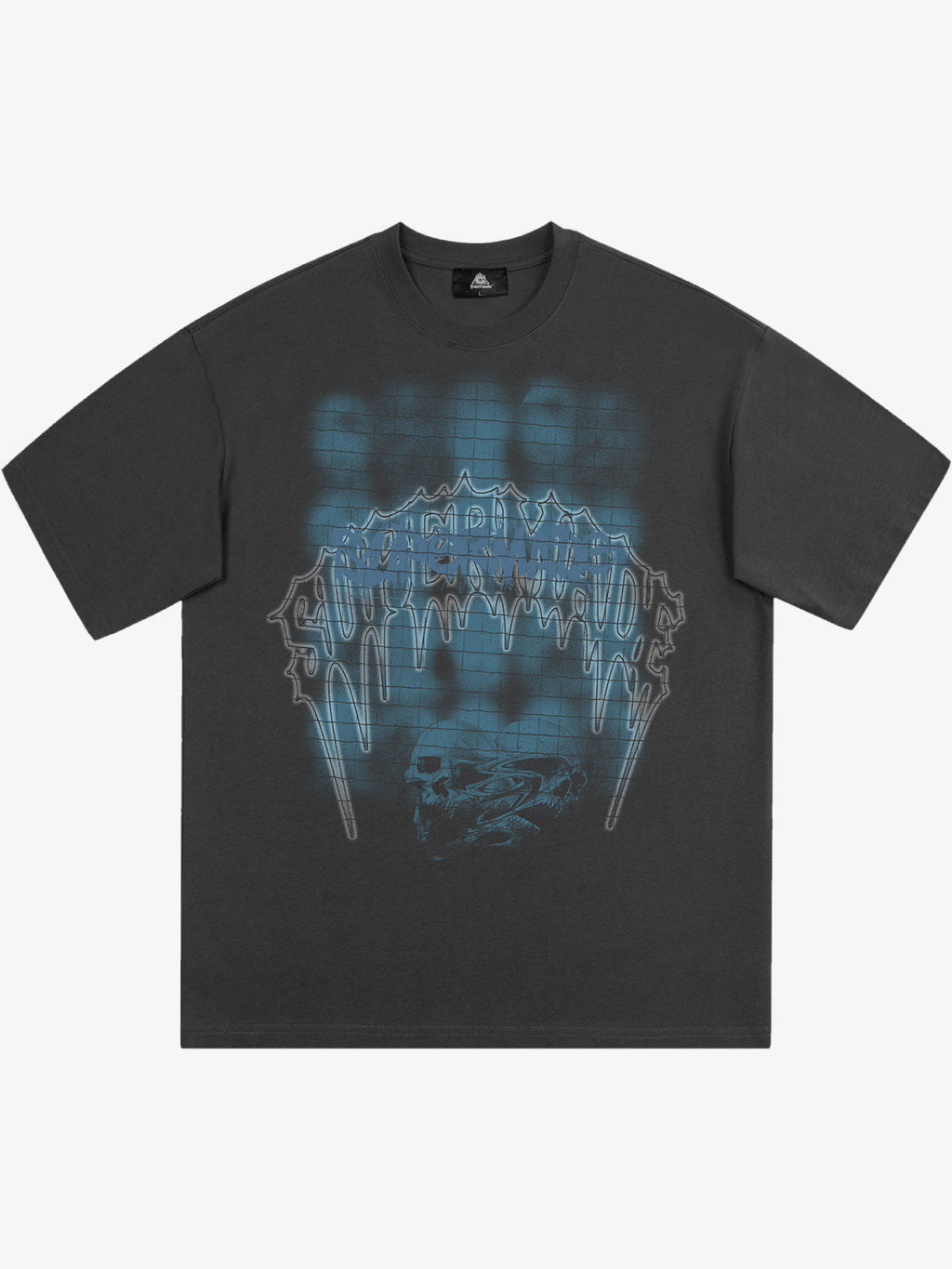 Dark Grid Skull Graphic T-Shirt