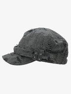 Distressed Stud Detail Cotton Flat Top Cap