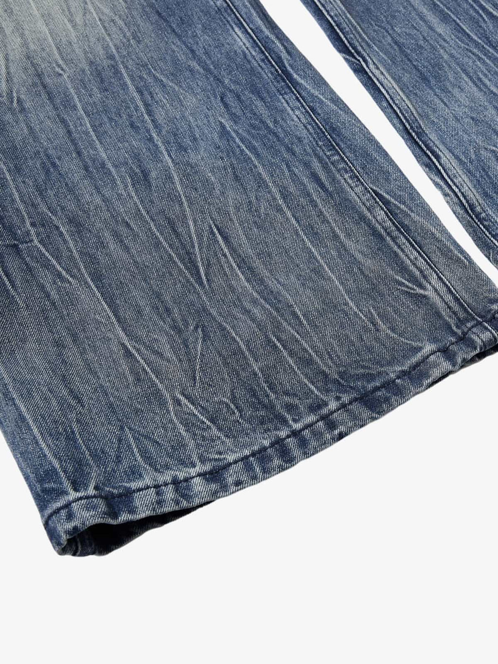 Vintage Washed Distressed Flared Denim Jeans