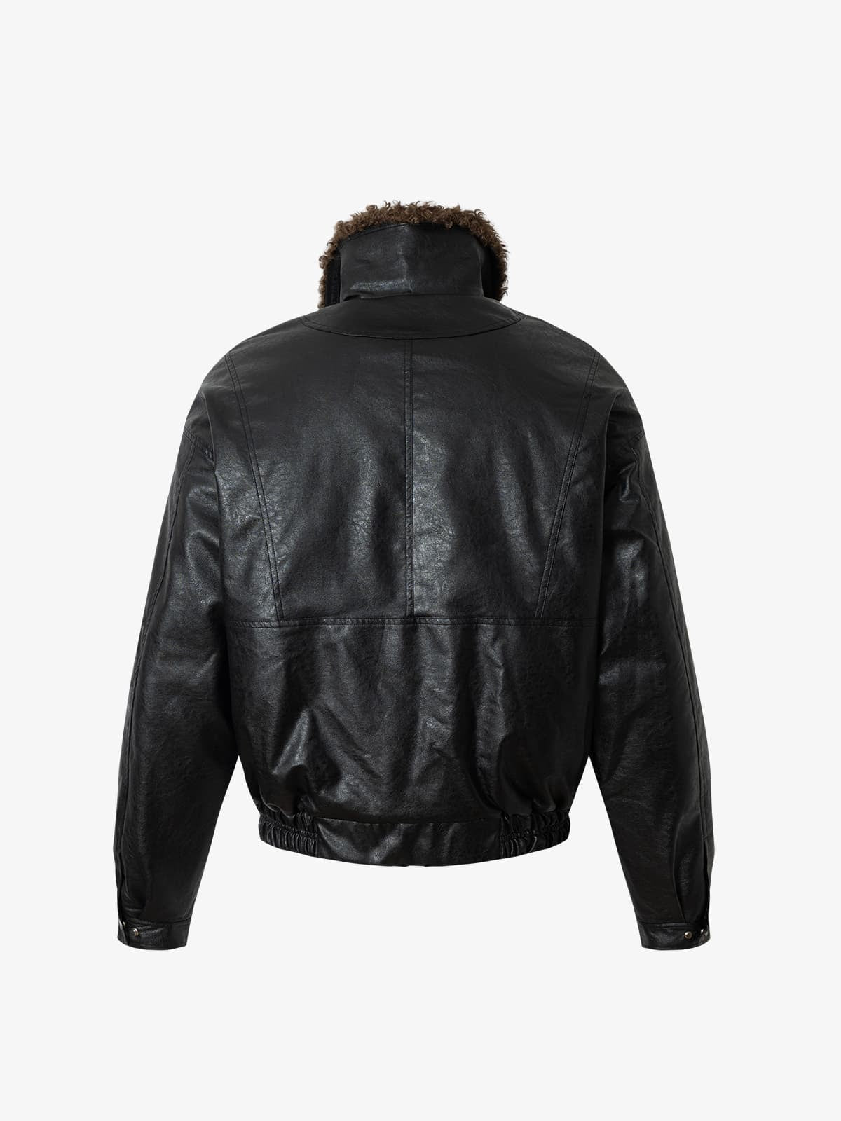 Vintage Detachable Fur Collar Quilted Leather Jacket - 2523