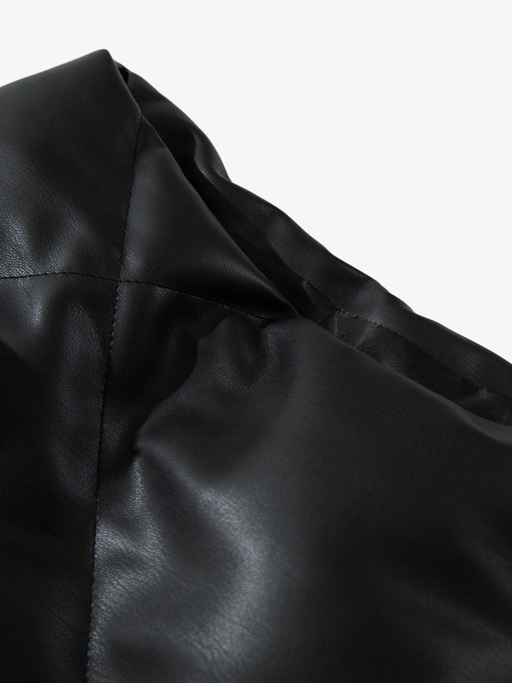 Minimalist Faux Leather Stand Collar Puffer Vest