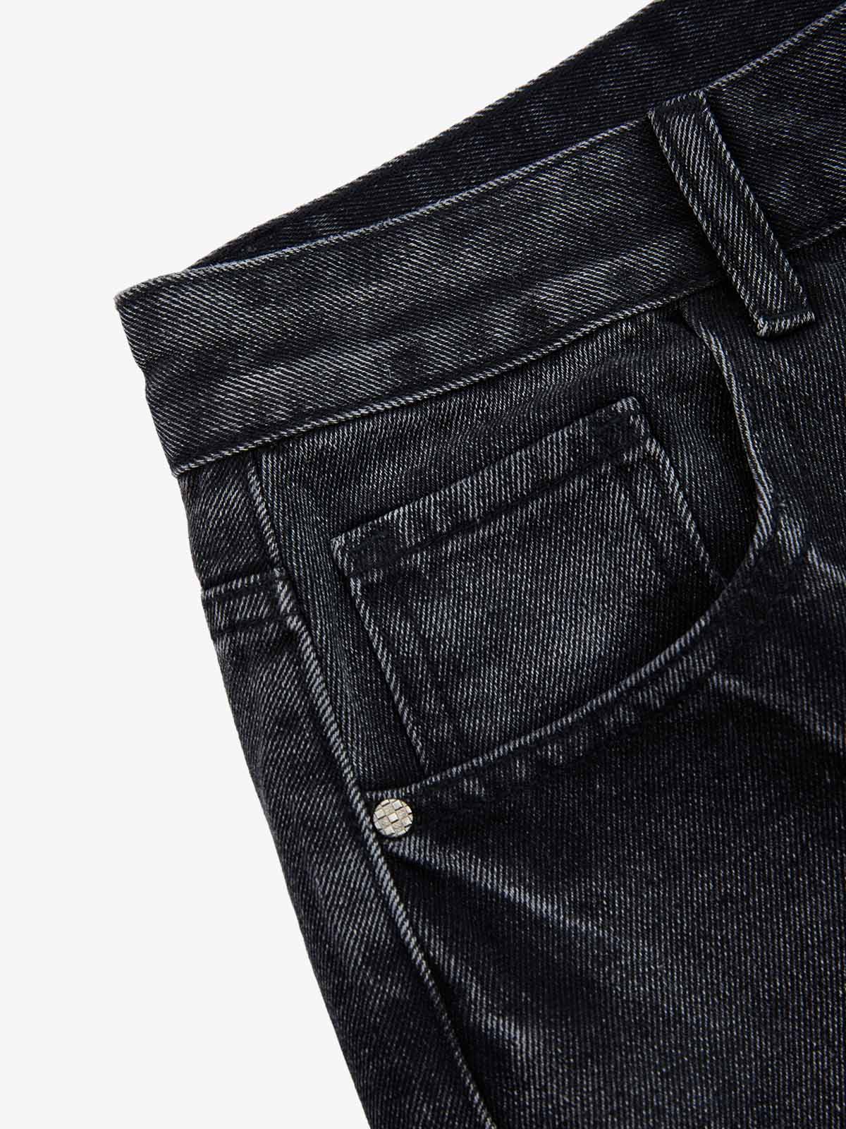 Vintage Barbed Wire Embroidery Distressed Washed Denim Jorts