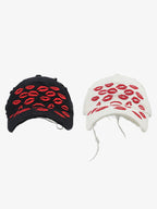 Red Lip Embroidery Distressed Baseball Cap