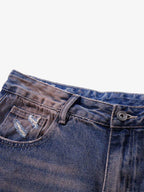 Slash Distressed Washed Denim Jeans