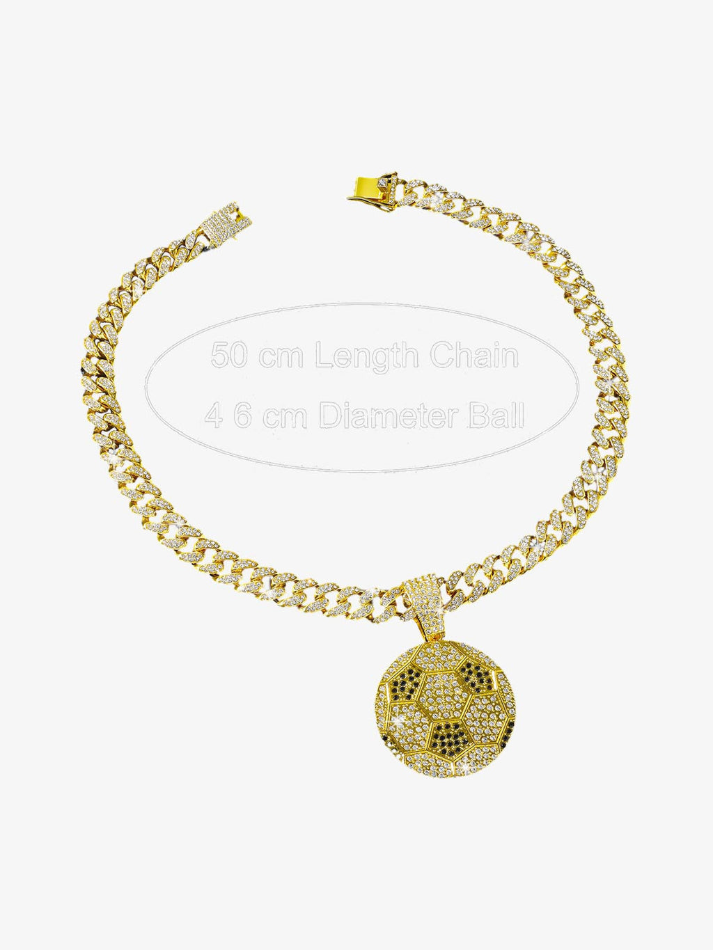 Iced Soccer Ball Pendant Chain Necklace
