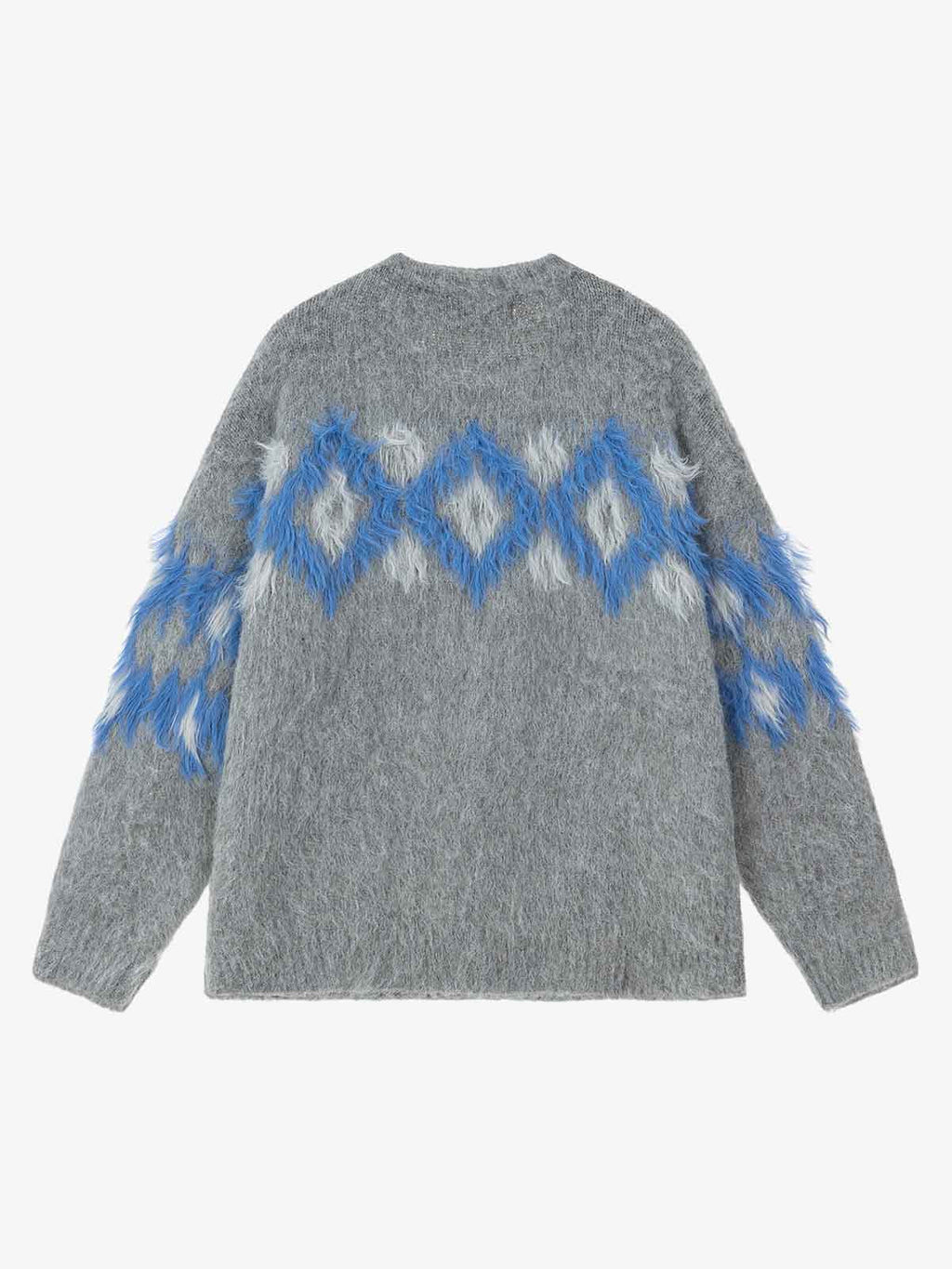 Retro Fuzzy Argyle Jacquard Knit Sweater