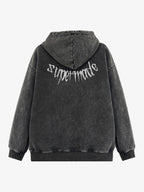 Gothic Devil Graphic Washed Hoodie