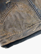 Vintage Washed Distressed Denim Zip Up Jacket