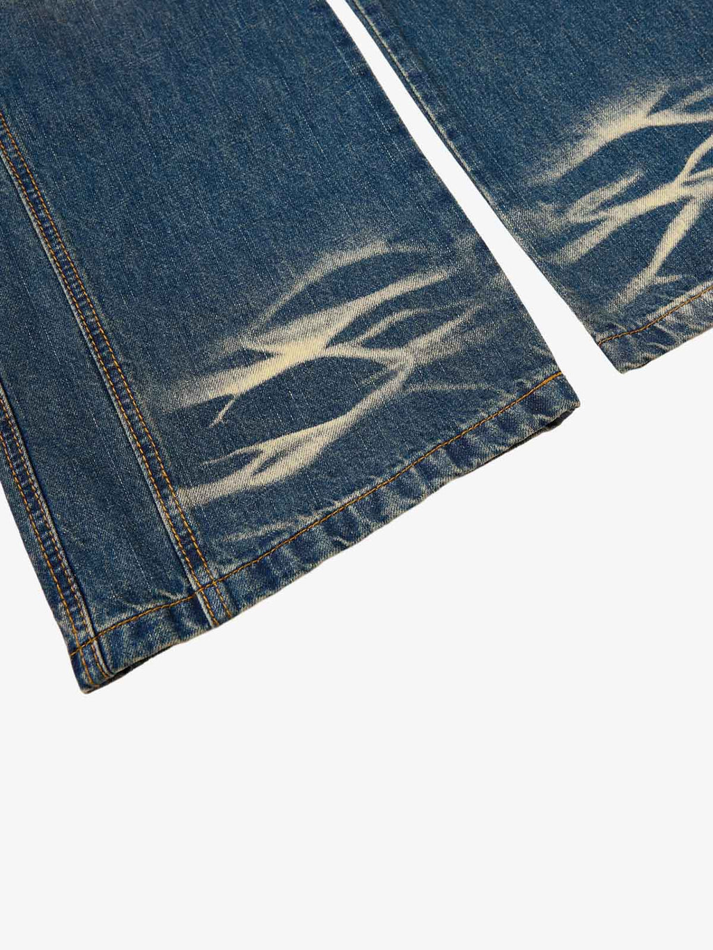 Vintage Washed Distressed Straight-Leg Jeans