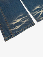 Vintage Washed Distressed Straight-Leg Jeans
