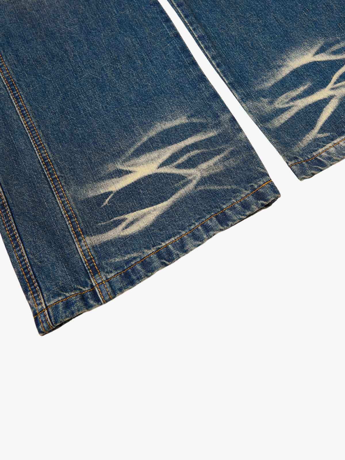 Vintage Washed Distressed Straight-Leg Jeans