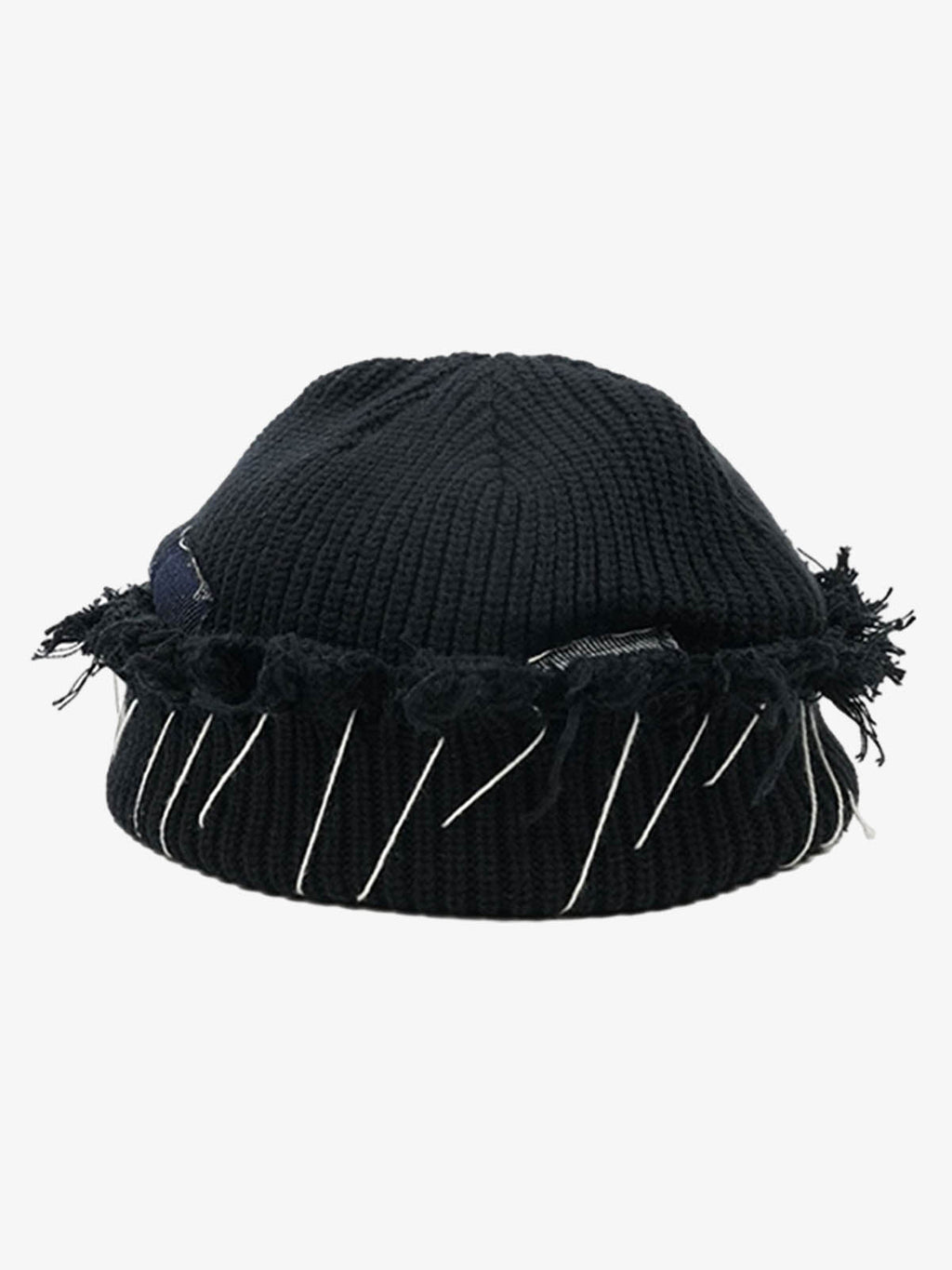 Distressed Denim Patchwork Beanie