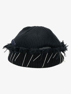 Distressed Denim Patchwork Beanie