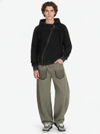 Retro Asymmetric Zip Up Deconstructed Hoodie