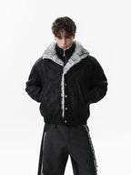 Vintage Dual-layer Collar Fleece-lined Zipper Jacket