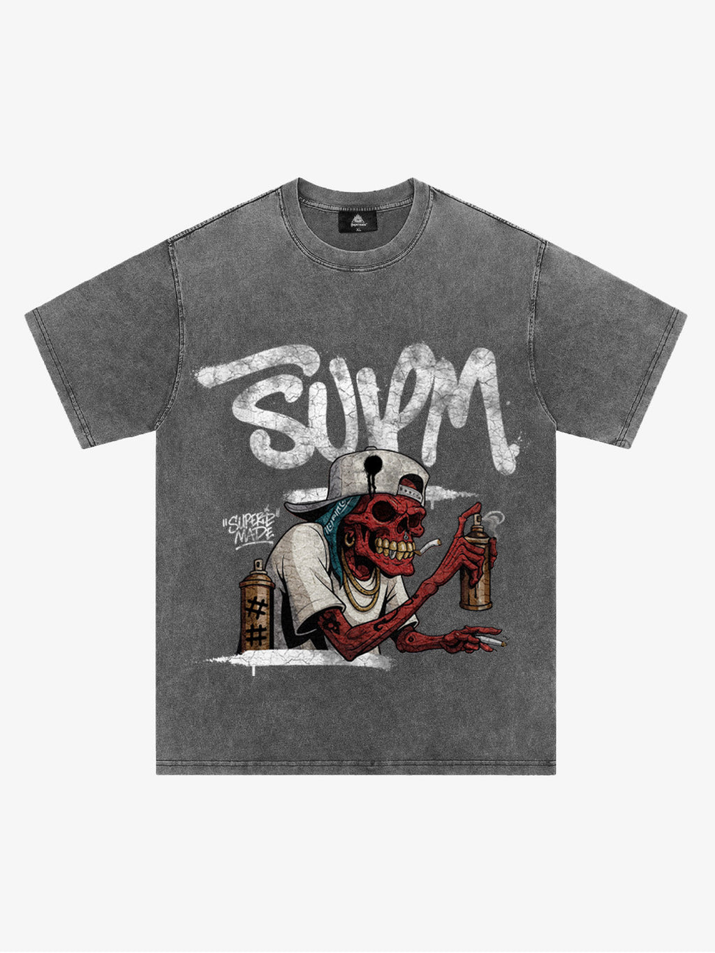 Street Trendy Skull Spray-Paint Graffiti Master T-Shirt