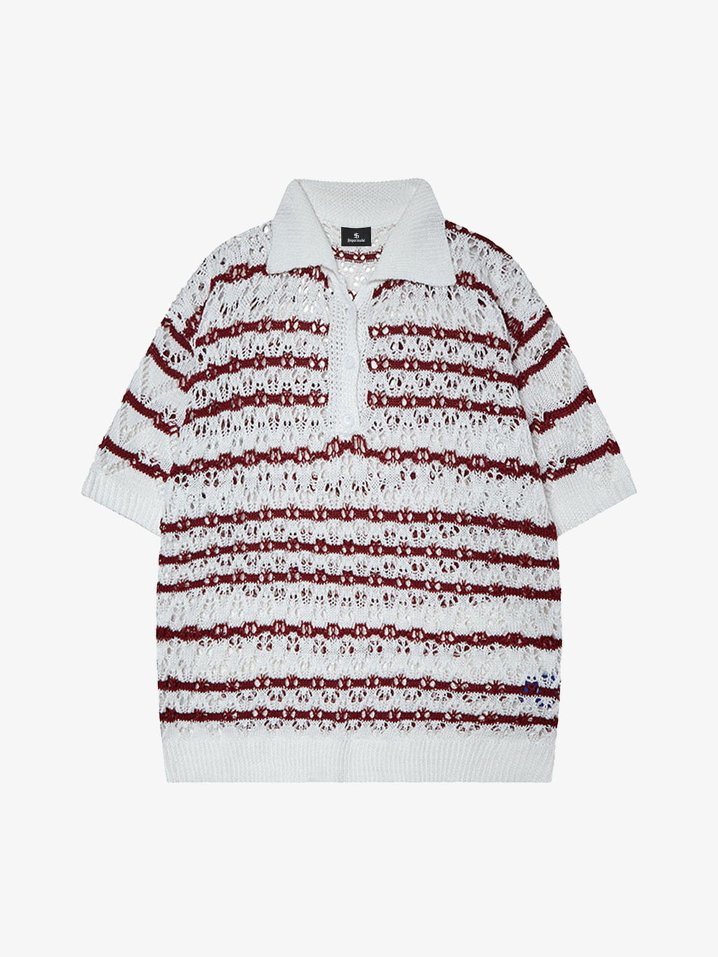 Retro Open-Knit Polo Shirt