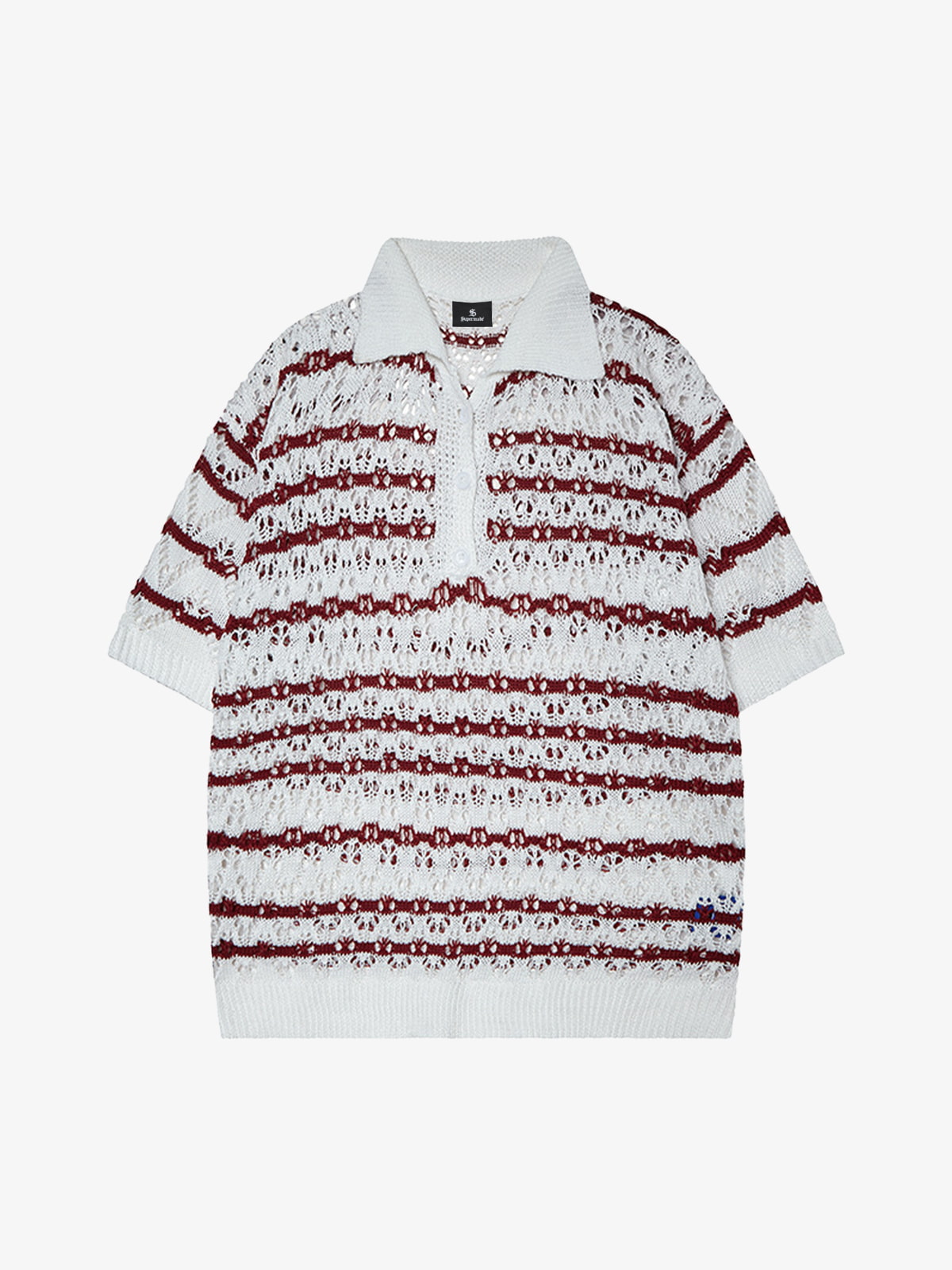 Retro Open-Knit Polo Shirt