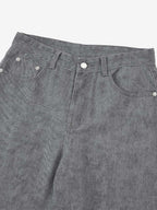 Retro Distressed Washed Texture Wide-Leg Pants