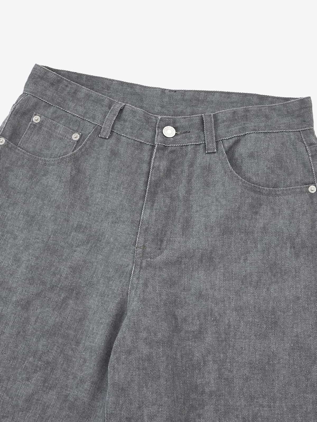 Retro Distressed Washed Texture Wide-Leg Pants