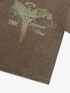 Distressed Washed Gothic Angel Graphic T-Shirt