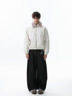 Faux Fur Collar Zipper Padded Bomber Jacket