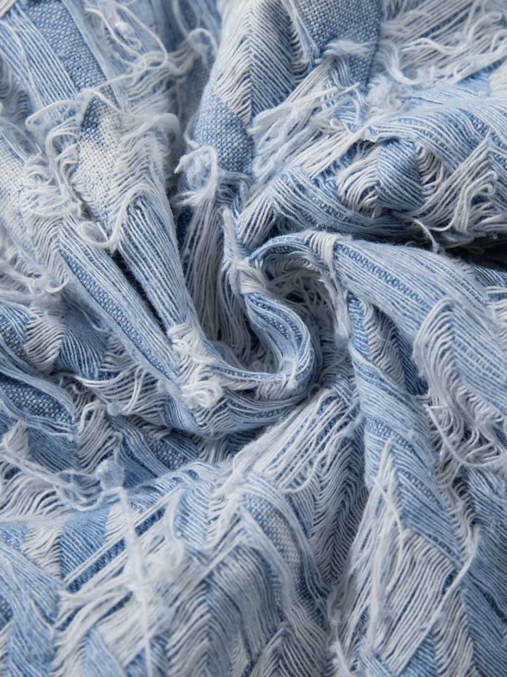 Distressed Frayed Textured Denim Jeans